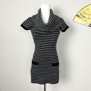 y2k vintage indie sleaze mod goth twee preppy striped silk sweater mini dress